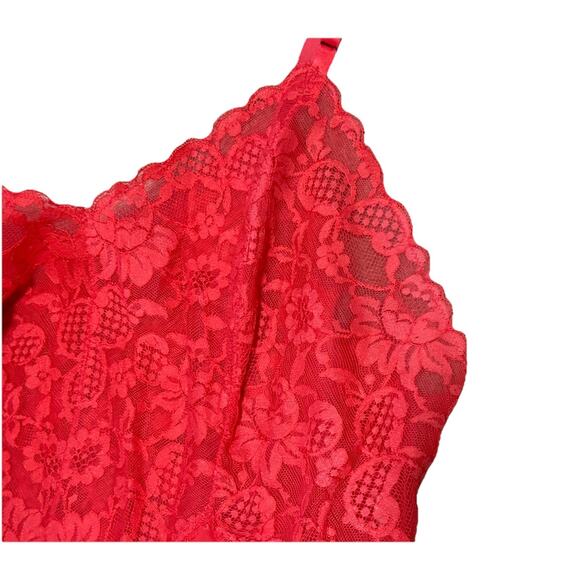 Vintage Vanity Fair Red Lace Night Gown Size 40 Mid Length Lingerie Slip Dress - Picture 5 of 7